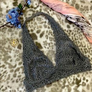 Women’s Lace Halter Bralette - Gray